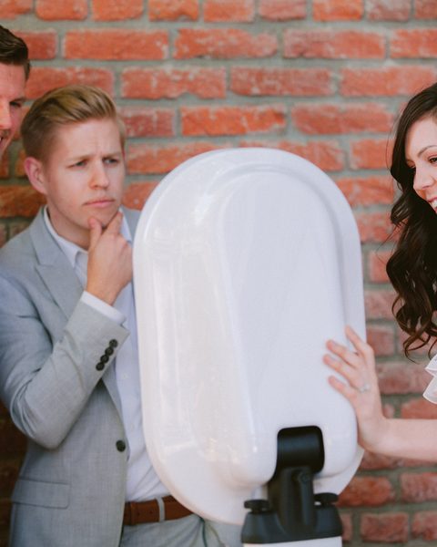 Guests at a Primo photo booth